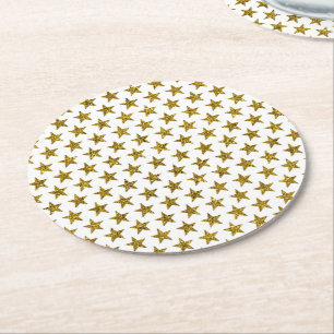 Porta-copo De Papel Redondo Estrelas brilhantes douradas