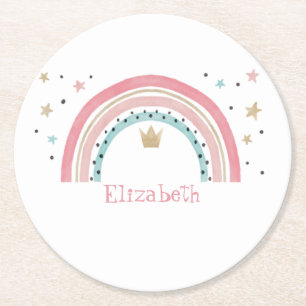 Porta-copo De Papel Redondo Estrelas Cujas Arco-Íris
