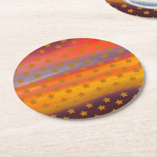 Porta-copo De Papel Redondo Estrelas Do Deserto Do Sudoeste E Stripes Abstrato (Angulado)