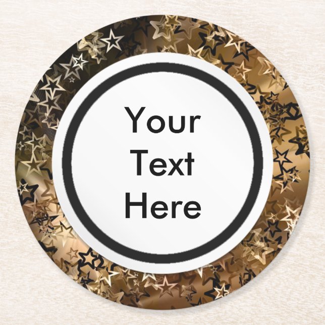 Porta-copo De Papel Redondo Estrelas Douradas (Frente)
