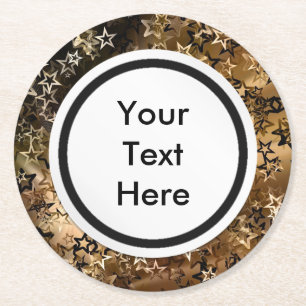 Porta-copo De Papel Redondo Estrelas Dourados