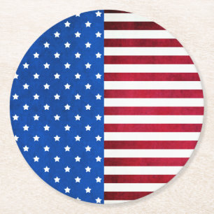 Porta-copo De Papel Redondo Estrelas E Bandeiras Americanas