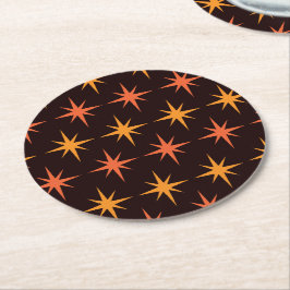 Porta-copo De Papel Redondo Estrelas Explosivas Laranja e Âmbar Estilo Meados 