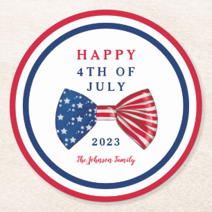 Porta-copo De Papel Redondo Estrelas Patrióticas E Greve 4 De Julho