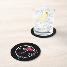 Porta-copo De Papel Redondo Eu amo meu Angel