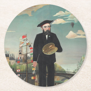 Porta-copo De Papel Redondo Eu mesmo: Retrato – Paisagem, Henri Rousseau 1890