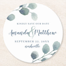 Eucalyptus Greenery Watercolor Foliage Dusty Blue