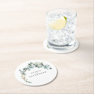 Porta-copo De Papel Redondo Eucalyptus Greenery Wedding