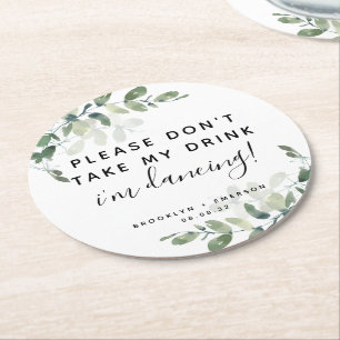 Porta-copo De Papel Redondo Eucalyptus, por favor, não tome minha bebida