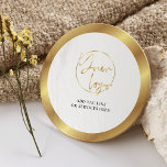 Porta-copo De Papel Redondo Evento de negócios corporativo do Dourado Logotipo<br><div class="desc">Crie portas copos de papel da marca personalizada com este white paper corporativo e Portas copos Douradas de papel de logotipo de empresa. Apresentando um design de ouro falso moderno com seu logotipo no centro e texto personalizado. Uma forma excelente de promover sua empresa no próximo evento, como casa aberta,...</div>