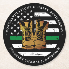 Porta-copo De Papel Redondo Exército de Bandeira da Linha Verde Magra