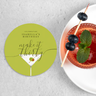 Porta-copo De Papel Redondo Faça-o 30° Partido aniversário de 30 anos Martini 