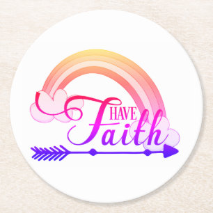 Porta-copo De Papel Redondo Faith Rainbow