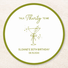 Porta-copo De Papel Redondo "Fale 30 Comigo" Dirty Martini aniversário de 30 a