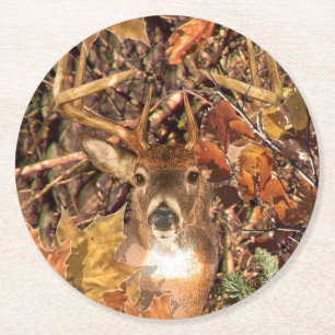 Porta-copo De Papel Redondo Fall Buck em Camo White Tail Deer
