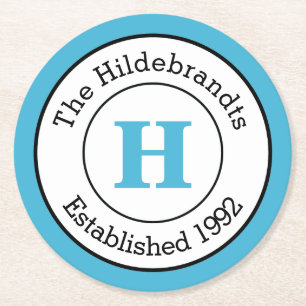 Porta-copo De Papel Redondo Família feita sob encomenda preto e branco azul d