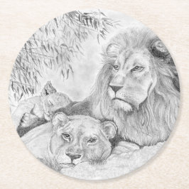 Porta-copo De Papel Redondo Família Lion