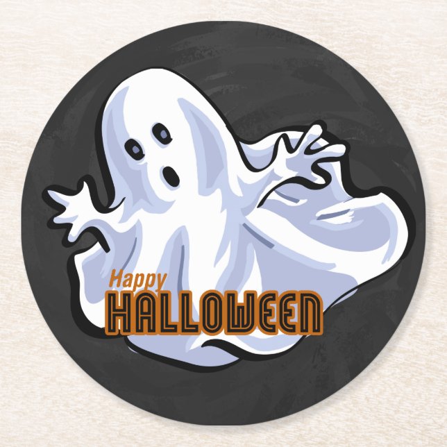 Porta-copo De Papel Redondo Fantasma de Animais Loucos (Frente)