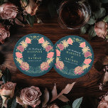 Porta-copo De Papel Redondo Fantasy Encantado Casamento Floral Garden<br><div class="desc">Elegante,  caprichosa,  Fantasia Encantada design de casamento do Jardim Floral perfeito para uma celebração encantada de temas florestais. Este design apresenta elementos florais em um quadro de folhas verdes e sotaques dourados. Correspondência de itens no nosso compro para um tema de festa completo.</div>
