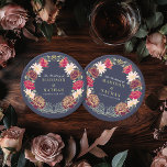 Porta-copo De Papel Redondo Fantasy Encantado Casamento Floral Garden<br><div class="desc">Elegante,  caprichosa,  Fantasia Encantada design de casamento do Jardim Floral perfeito para uma celebração encantada de temas florestais. Este design apresenta elementos florais em um quadro de folhas verdes e sotaques dourados. Correspondência de itens no nosso compro para um tema de festa completo.</div>