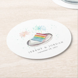 Porta-copo De Papel Redondo Fatia de Casais Personalizados do Amor