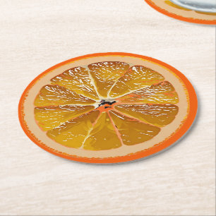 Porta-copo De Papel Redondo Fatia de laranja suculenta - divertido