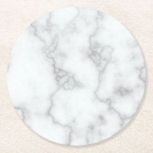 Porta-copo De Papel Redondo Faux White Marble