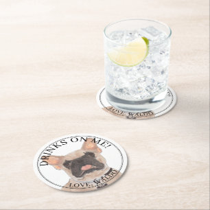 Porta-copo De Papel Redondo Fawn personalizado mascarado francês Buldogue fran