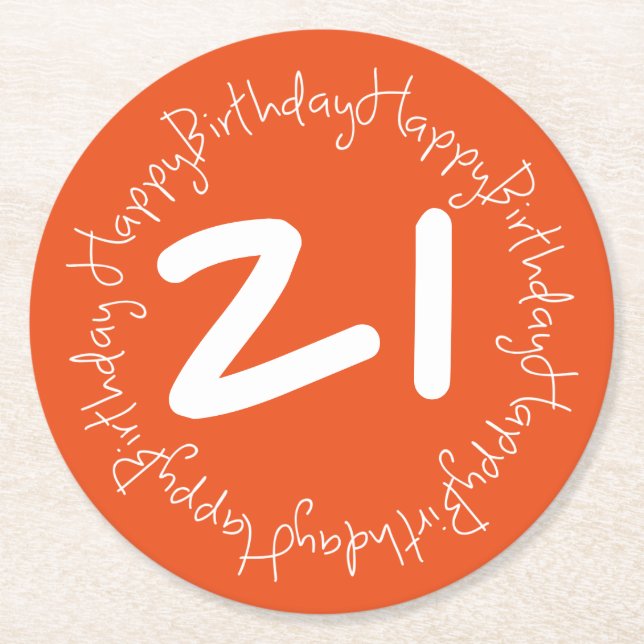 Porta-copo De Papel Redondo Feliz aniversário (Frente)