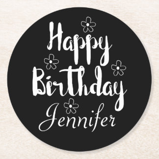 Porta-copo De Papel Redondo Feliz aniversário