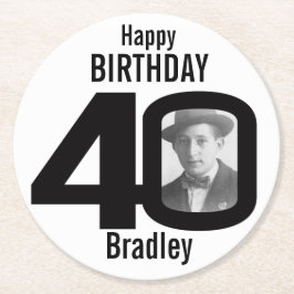 Porta-copo De Papel Redondo Feliz aniversário, 40 portas copos de nomes e de p