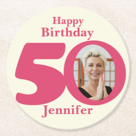 Porta-copo De Papel Redondo Feliz aniversário, 50 portas copos de papel para f