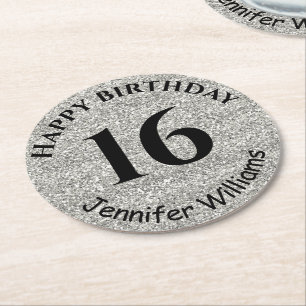 Porta-copo De Papel Redondo Feliz Aniversário Nome Personalizado Idade Ano Le