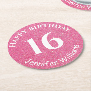 Porta-copo De Papel Redondo Feliz Aniversário Nome Personalizado Idade Ano Le