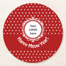 Porta-copo De Papel Redondo "Feliz Ano de Meow"