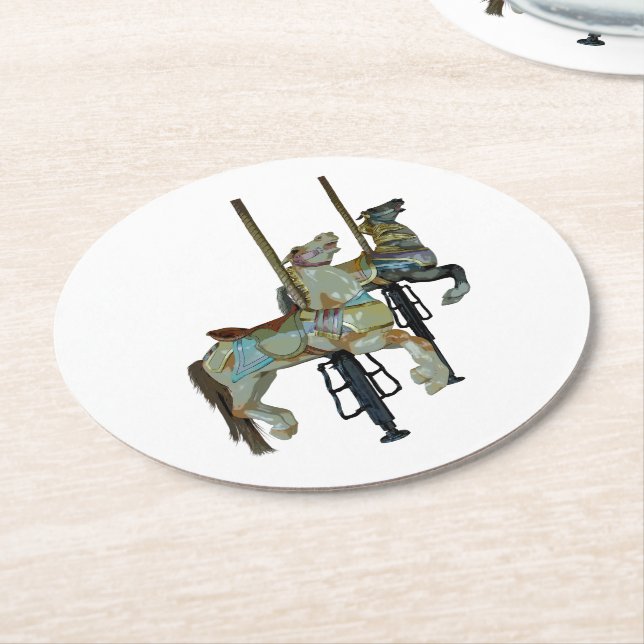 Porta-copo De Papel Redondo Feliz bonito, rodar Cavalos Carrossel (Angulado)