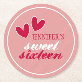 Porta-copo De Papel Redondo Feliz Coração Doce Dezesseis