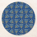 Porta-copo De Papel Redondo Feliz Hanukkah Estrela Judia Menorah Blue Chanukah<br><div class="desc">Feliz Hanukkah,  Chanukah,  Menorah,  festival de luzes,  estrela judia,  porta copos azul.</div>