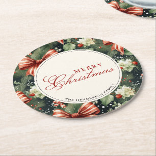 Porta-copo De Papel Redondo Feliz Natal Personalizado