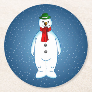 Porta-copo De Papel Redondo Feliz Natal Porta copos de Papel Snowman