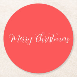 Porta-copo De Papel Redondo Feliz Natal Vermelho