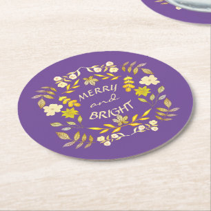 Porta-copo De Papel Redondo FELIZ ouro E BRILHO personalizados