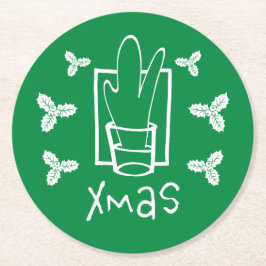 Porta-copo De Papel Redondo Feliz Porta copos de Natal do Xmas