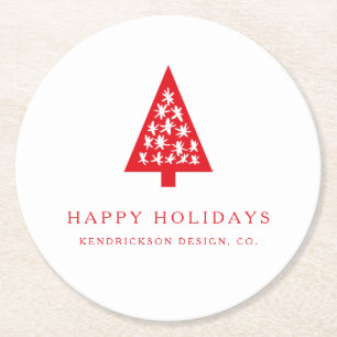 Porta-copo De Papel Redondo FELIZES HOLIDAYS Corporate Business Company Round 