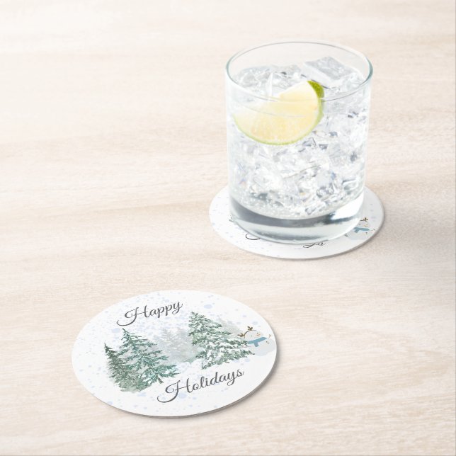 Porta-copo De Papel Redondo Feriado de inverno (Insitu)