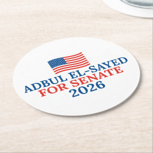 Porta-copo De Papel Redondo Festa da eleição de Abdul El-Sayed para o Senado e