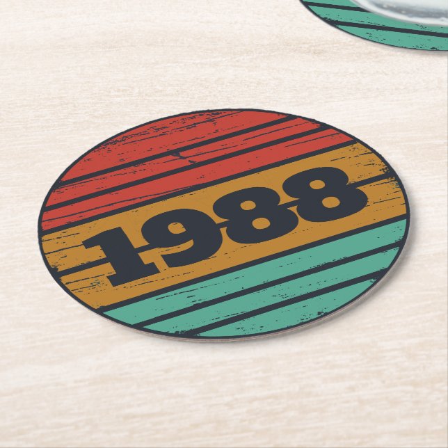 Porta-copo De Papel Redondo Festa de aniversário de 35ª safra personalizada (Angulado)