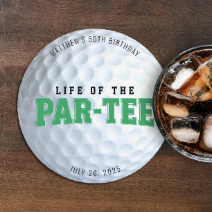 Porta-copo De Papel Redondo Festa de aniversário de Golfe do Par Tee 50º Bday