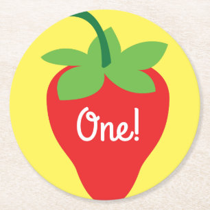 Porta-copo De Papel Redondo Festa de aniversário de morango