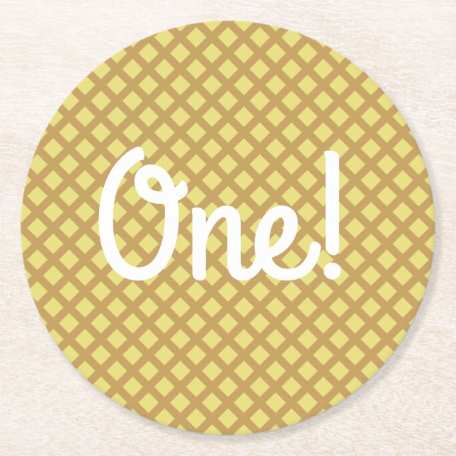 Porta-copo De Papel Redondo Festa de aniversário sorvete (Frente)